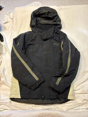 VTG Gotcha Boys Size 12 Hooded Ski Jacket Black Colorblock